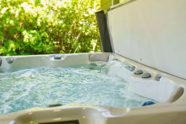 Hot tub located on back patio at East Montana Bungalow, Coeur d'Alene Idaho