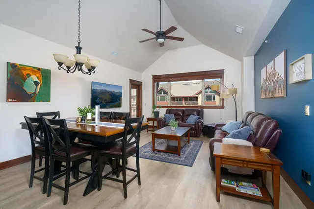 Gather, dine, and unwind beneath vaulted ceilings in this bright Riverstone retreat at Riverstone Village Retreat, Coeur d'Alene Idaho