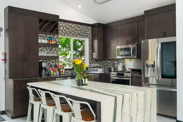 Fully stocked kitchen with everything you'll need to cook and serve a meal for the full at Garden House, Coeur d'Alene Idaho