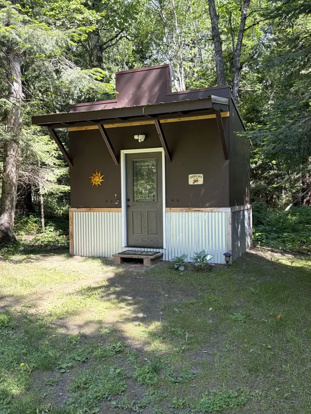 The shower house at Woodland Tipi, Sandpoint Idaho