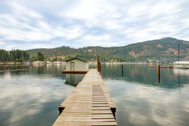 Dock and float house to park you water toys or small boat at Bay-View Cabin, Bayview Idaho